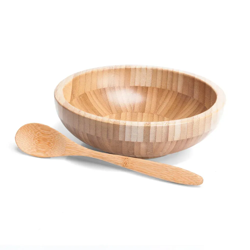 Cumbuca Em Bambu Com Colher 18Cm - 400Ml