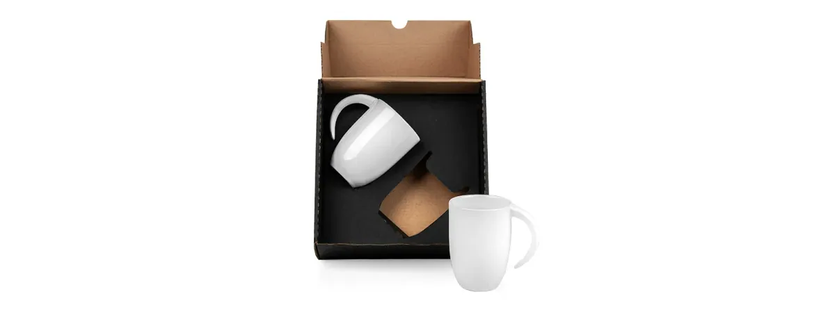 Kit Canecas Em Cerâmica Branca - 350Ml - Thumbnail 2