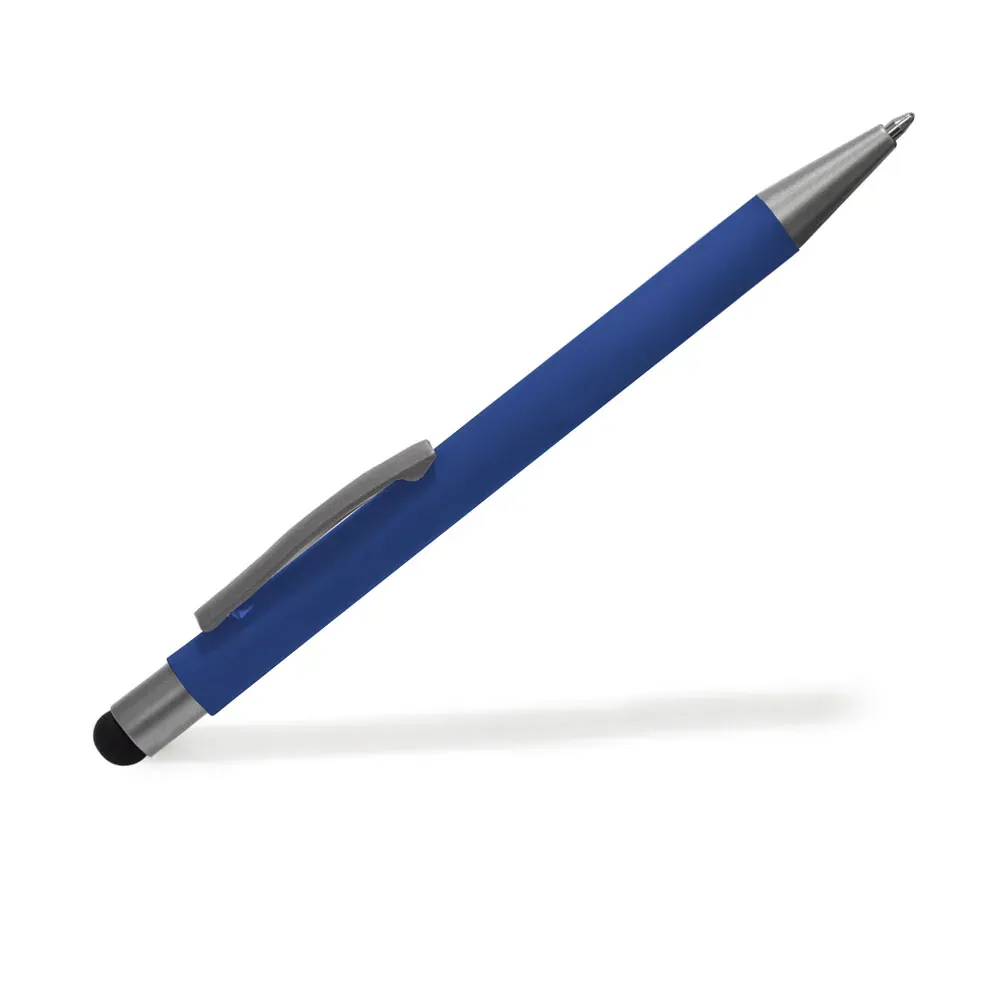 Caneta Esferográfica Em Alumínio Com Ponta Touch - Azul - Thumbnail 4