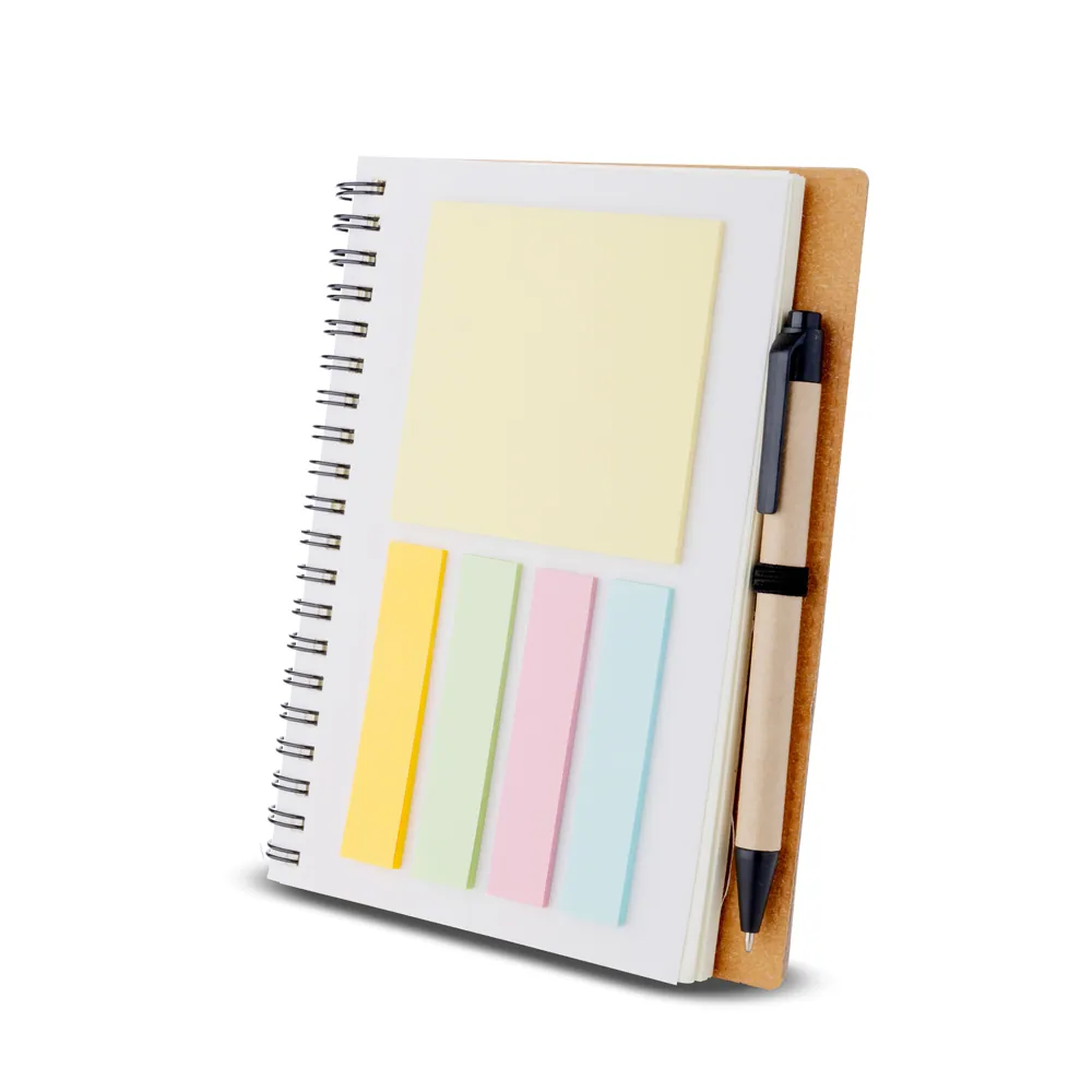 Caderno capa em papelão reciclado com caneta - Thumbnail 6