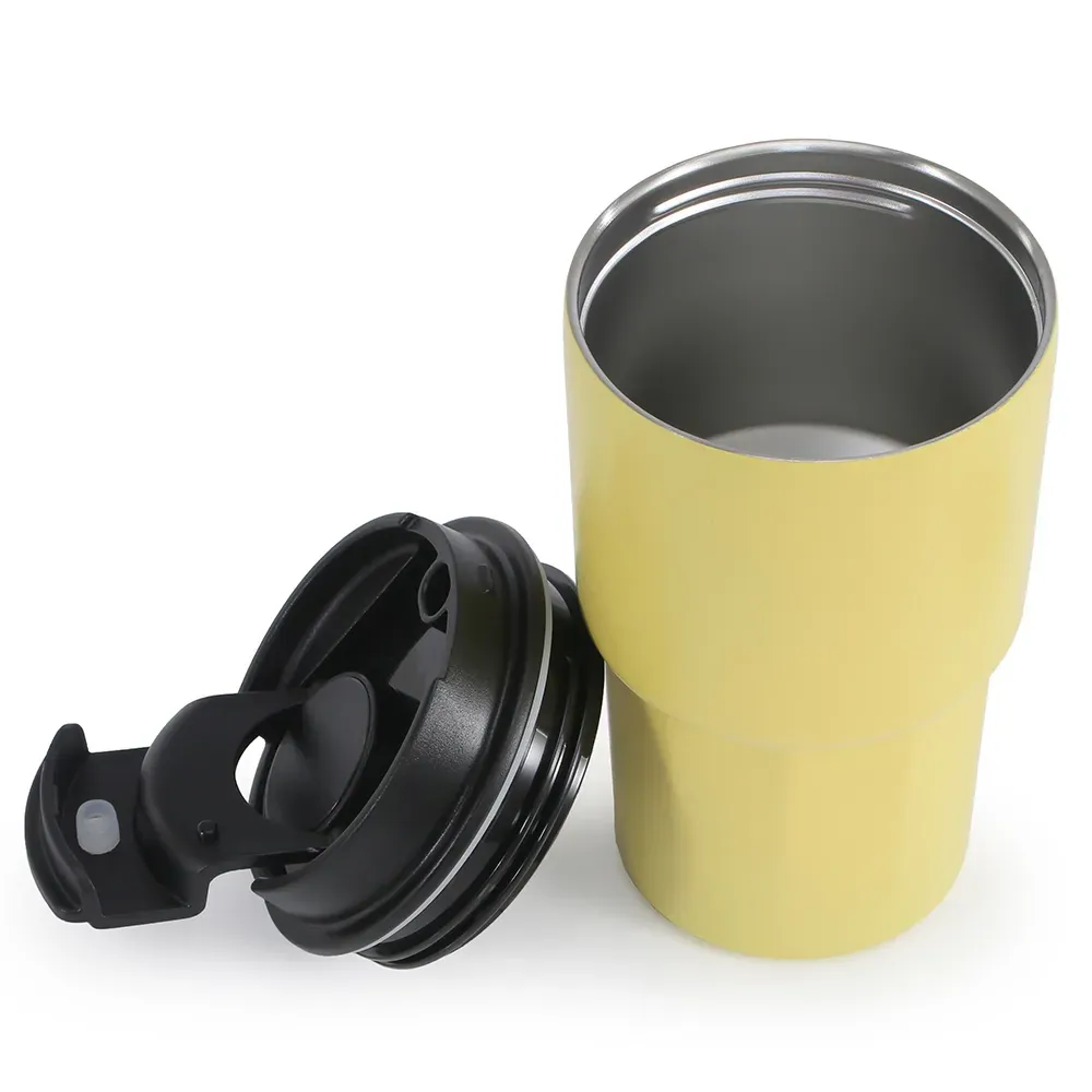 Copo Térmico Em Aço Inox - Amarelo Claro - 450 Ml - Thumbnail 4