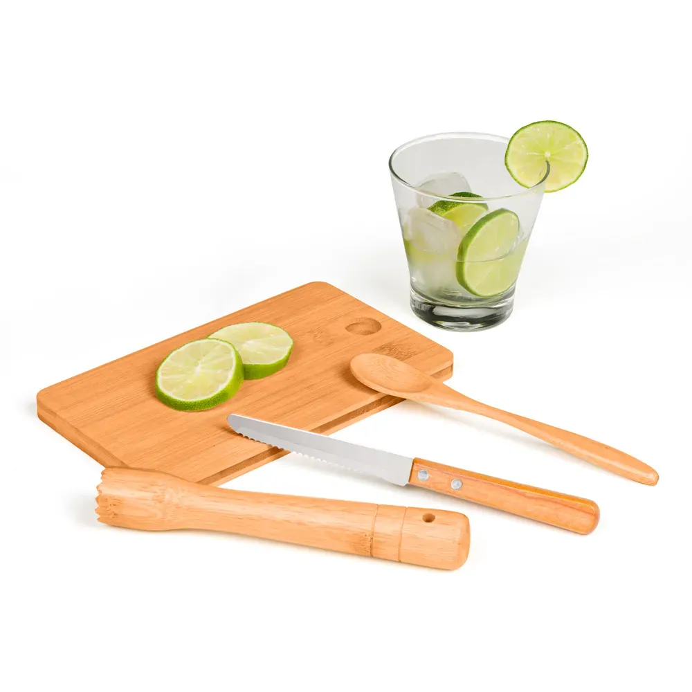 Kit Para Caipirinha Em Bambu / Madeira / Inox - 5 Pçs - Thumbnail 4