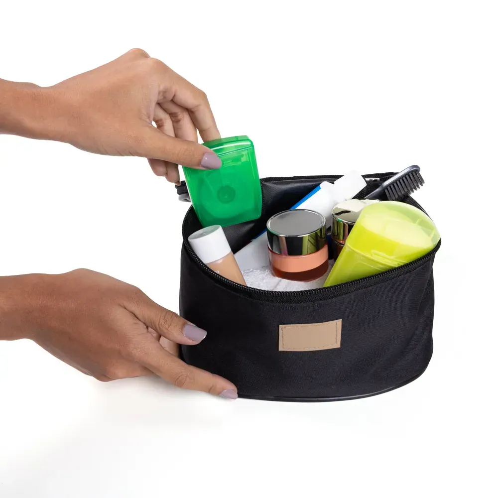 Bolsa De Cosmeticos Em Oxford/Pvc - Preto - Thumbnail 5
