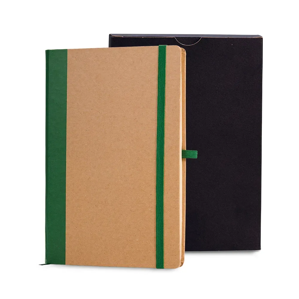 Caderneta S/ Pauta - 14X21Cm - Bege/Verde - Thumbnail 2