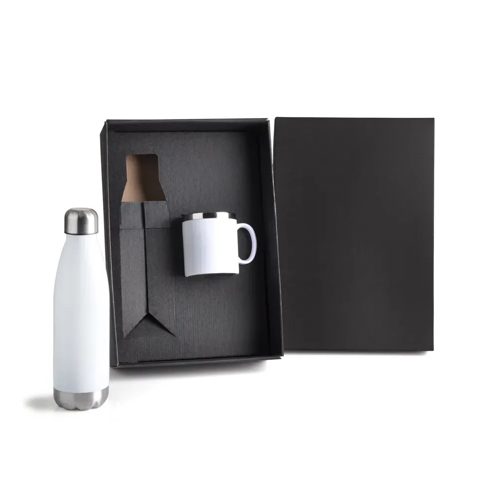 Kit Com Garrafa E Caneca Branca