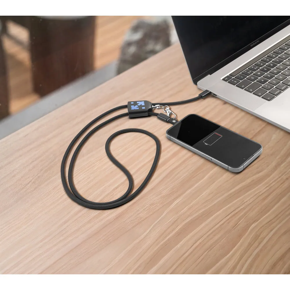 ZEWAIL. Cordão lanyard com suporte para celular incluso, cabo USB-C e diversos adaptadores em ABS reciclado e TPE reciclado - Thumbnail 7