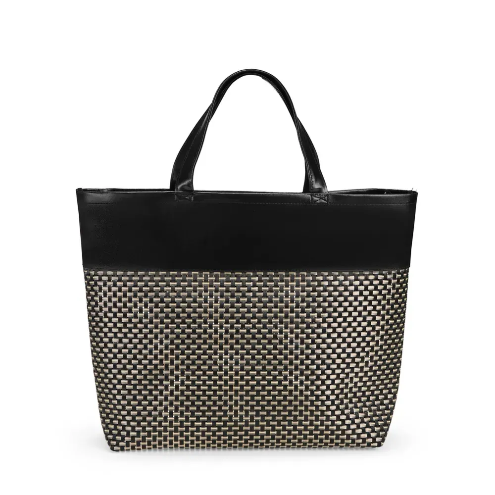 Sacola Em Pvc E Material Sintético - Premium - Preto/Xadrez - 48X33X13 Cm - Thumbnail 3