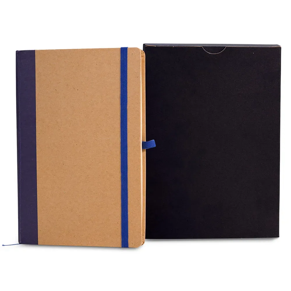 Caderneta S/ Pauta - 14X21Cm - Bege/Azul