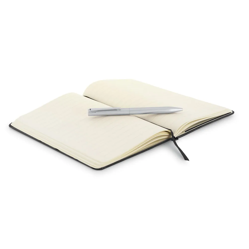 MORAES. Conjunto composto por 1 caderno e 1 caneta esferográfica. Caderno A5 com 160 páginas pautadas e caneta esferográfica com escrita em azul - Thumbnail 3