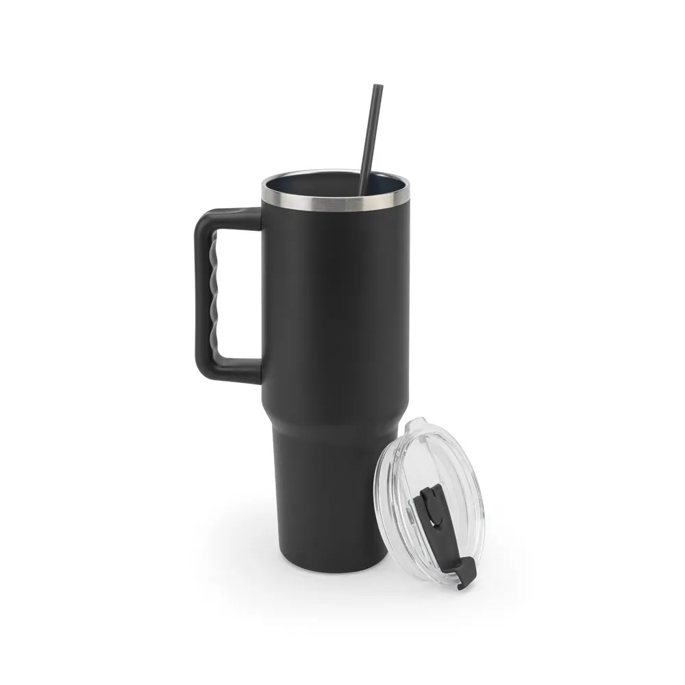 JOYNER XL. Copo de viagem térmico, de grande dimensão, em aço inoxidável 91% reciclado de parede dupla isolada a vácuo (1300 mL) - Thumbnail 4