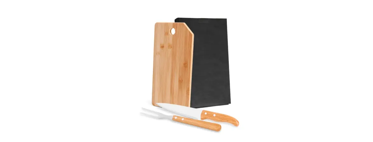 Conj. Para Cozinha Em Bambu / Madeira / Inox Oregon - 3 Pçs