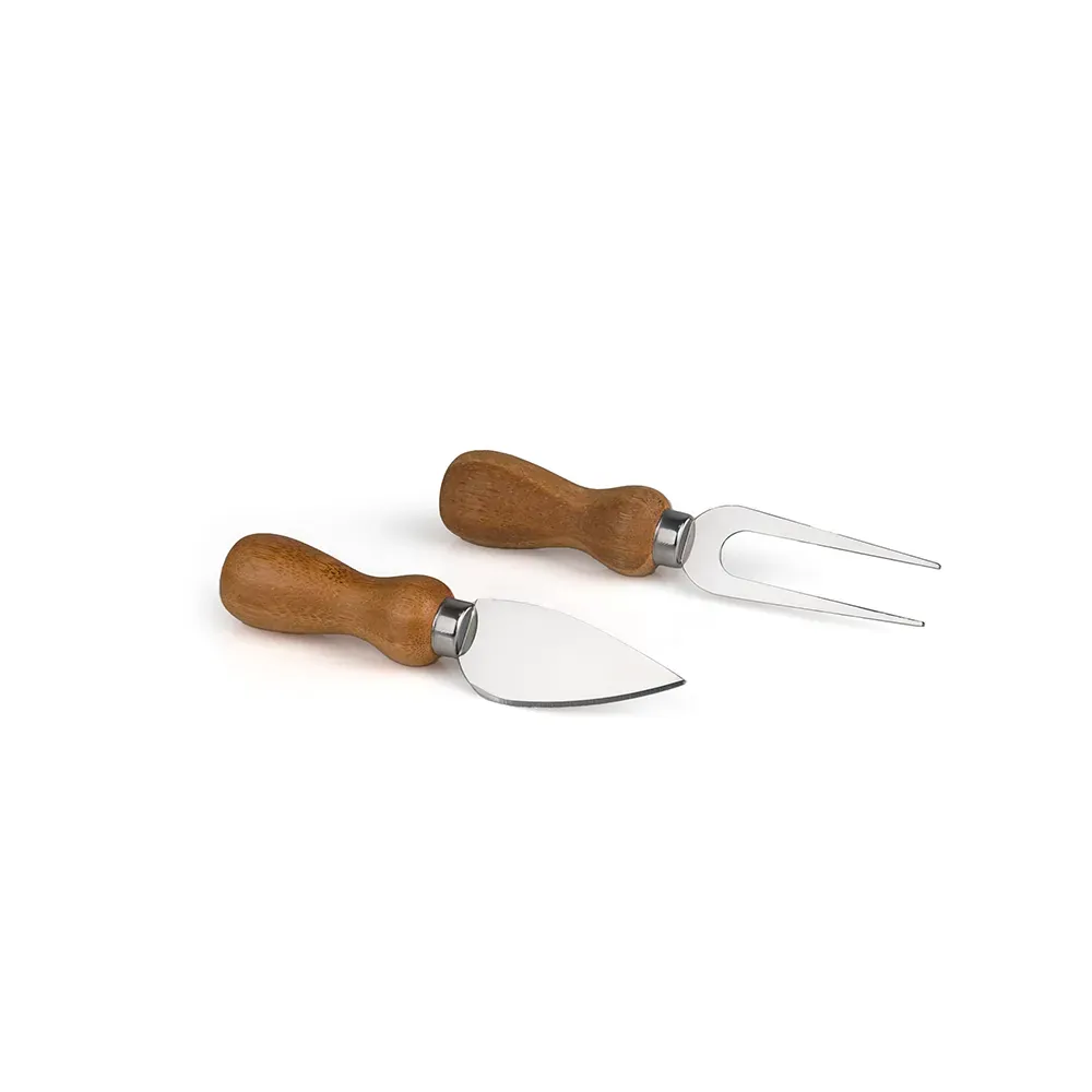 Conj Para Queijo Madeira/Inox - 2 Pçs