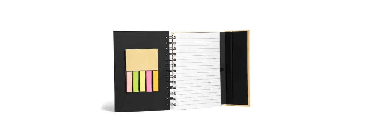 Caderno Espiral Com Capa Dura Preto / Bege - Thumbnail 3