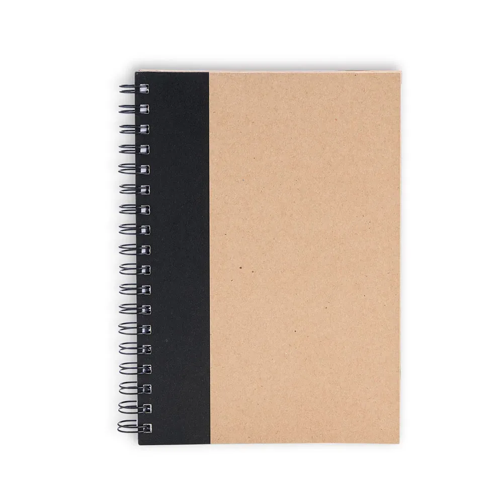 Caderno Pautado Com Wire-O - 23X18Cm - Bege/Preto - Thumbnail 4