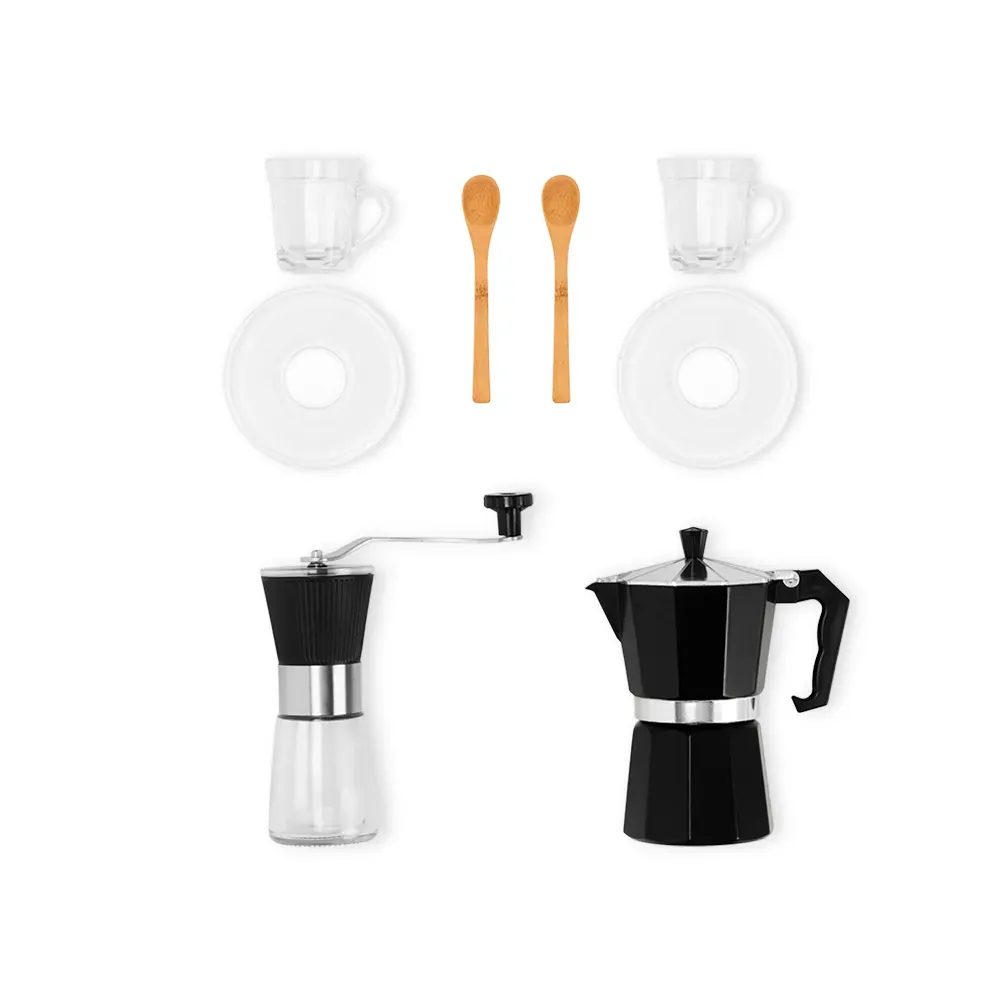 Kit Para Café Com Cafeteira Italiana E Moedor - 6 Pçs - Thumbnail 3