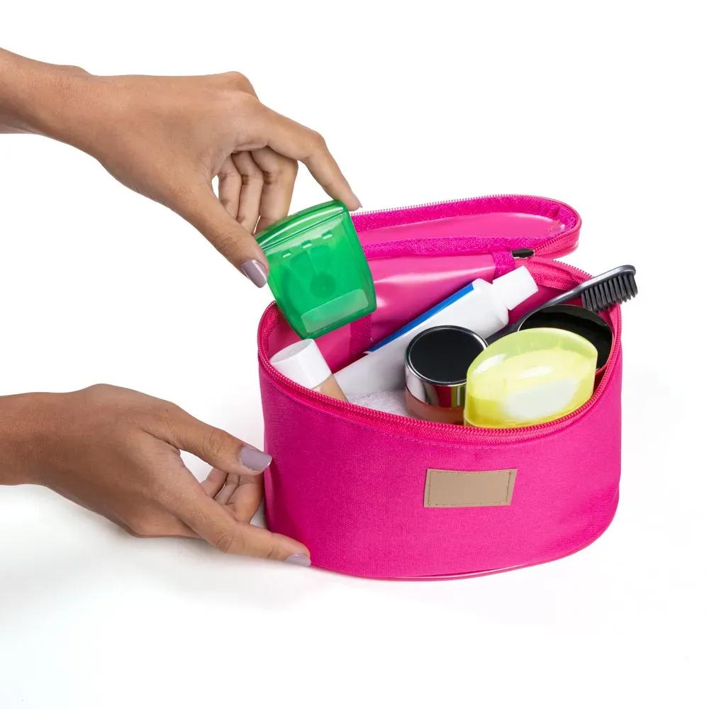 Bolsa De Cosmeticos Em Oxford/Pvc - Rosa - Thumbnail 5