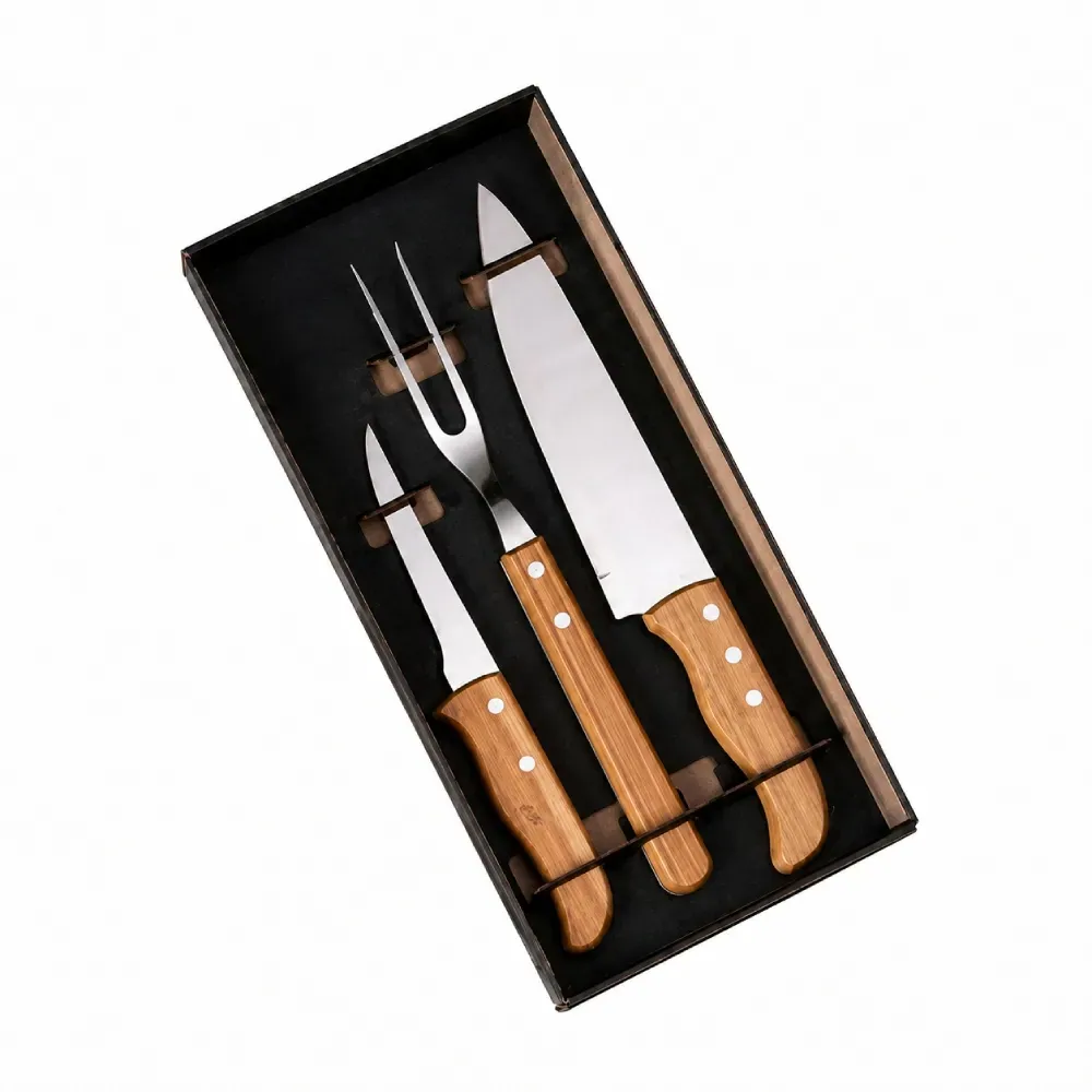 Kit De Facas Com Tamanho 8, 5 E Garfo - 3 Pçs