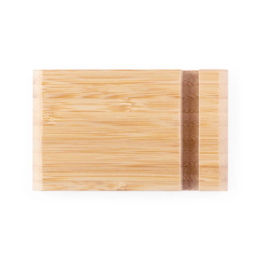 HABER. Suporte para celular com duas canaletas de tamanhos diferentes, em bambu - Thumbnail 4