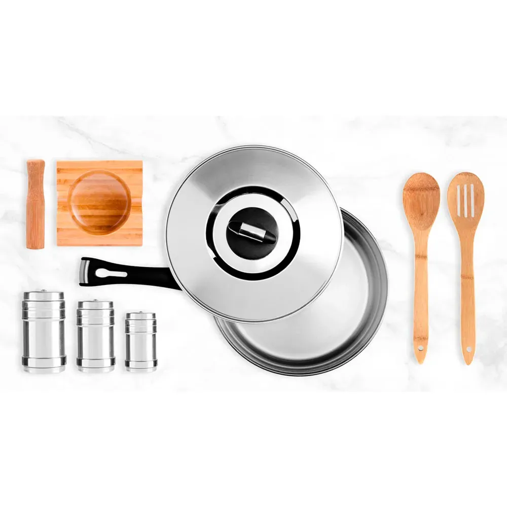 Kit Para Cozinha Em Inox / Bambu - 7 Pçs - Thumbnail 2