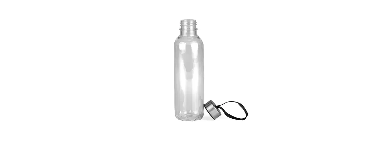 Garrafa Plástica Transparente Com Tampa Em Aço Inox - 600Ml - Thumbnail 2