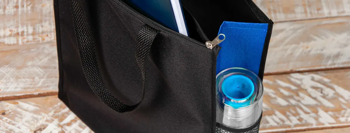 Sacola De Mão Em Nylon 600 - Preta/Azul - Thumbnail 2