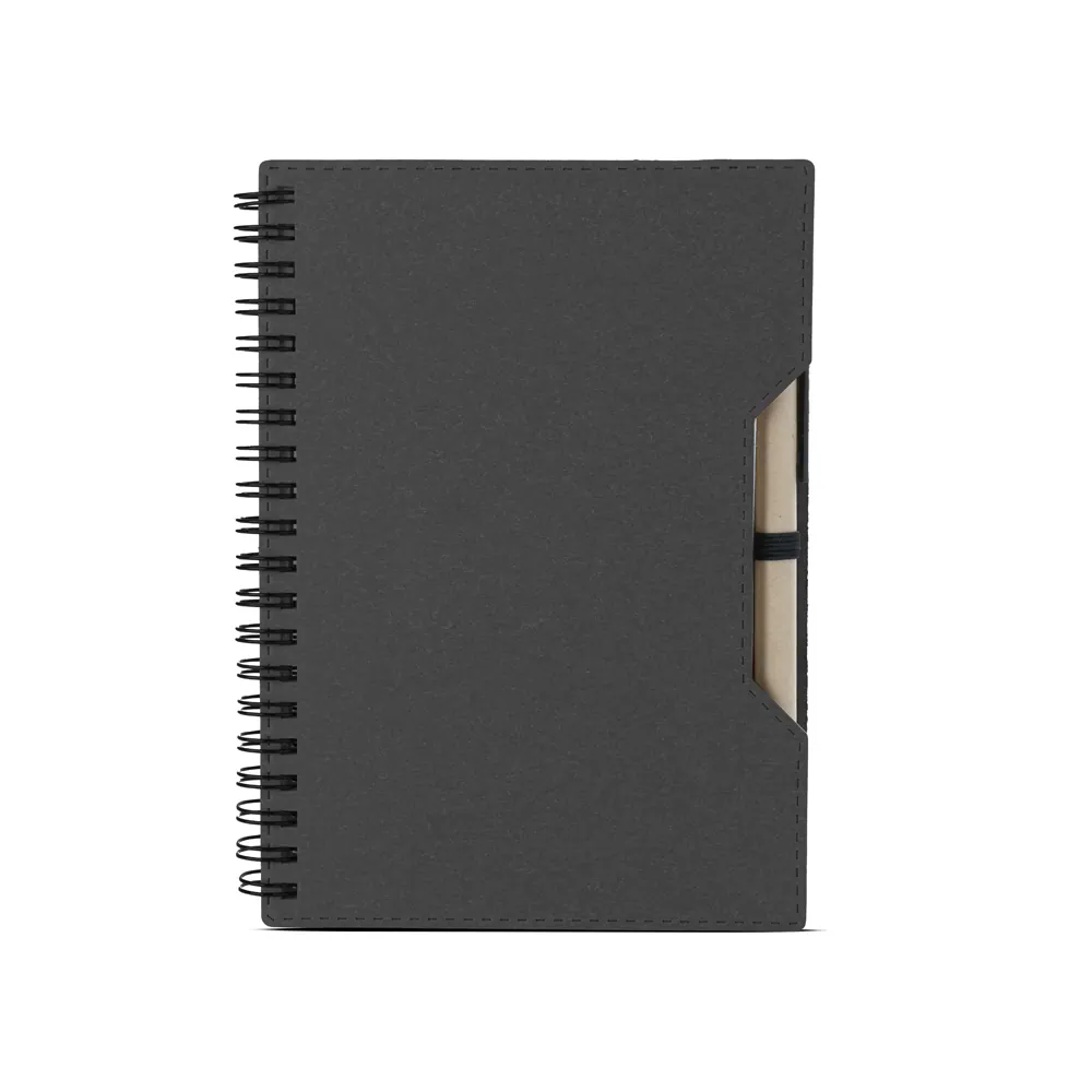 Caderno capa em papelão reciclado com caneta - Thumbnail 2