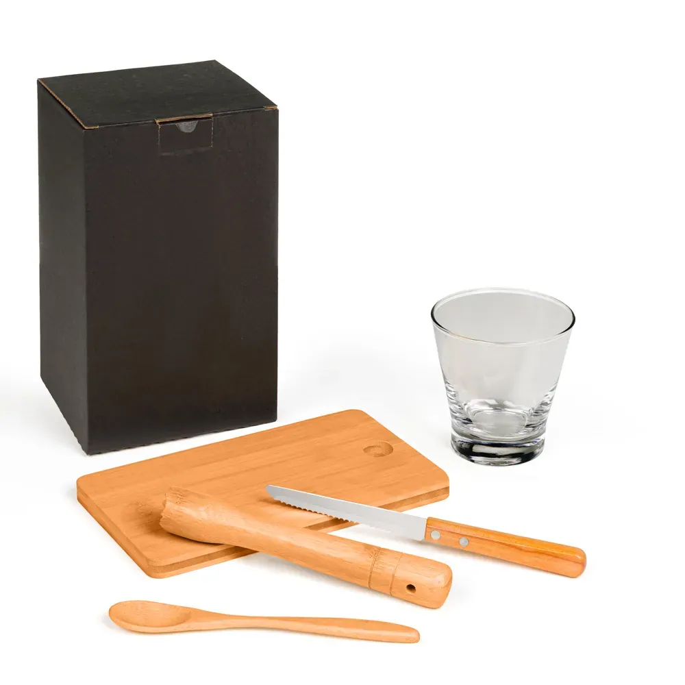 Kit Para Caipirinha Em Bambu / Madeira / Inox - 5 Pçs - Thumbnail 2