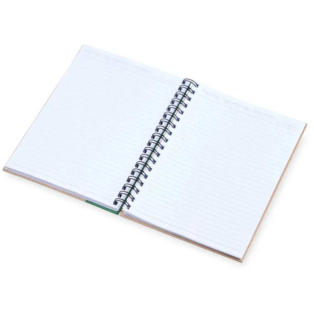 Caderno Pautado Com Wire-O - 23X18Cm - Bege/Verde - Thumbnail 3