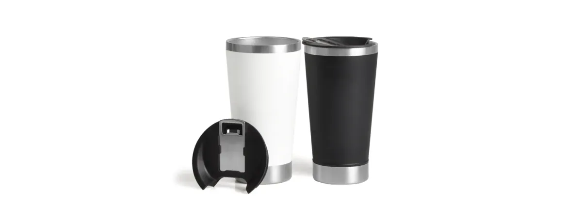 Kit De Copos Térmicos Em Aço Inox - 500Ml - Preto / Branco - 2 Pçs - Thumbnail 4