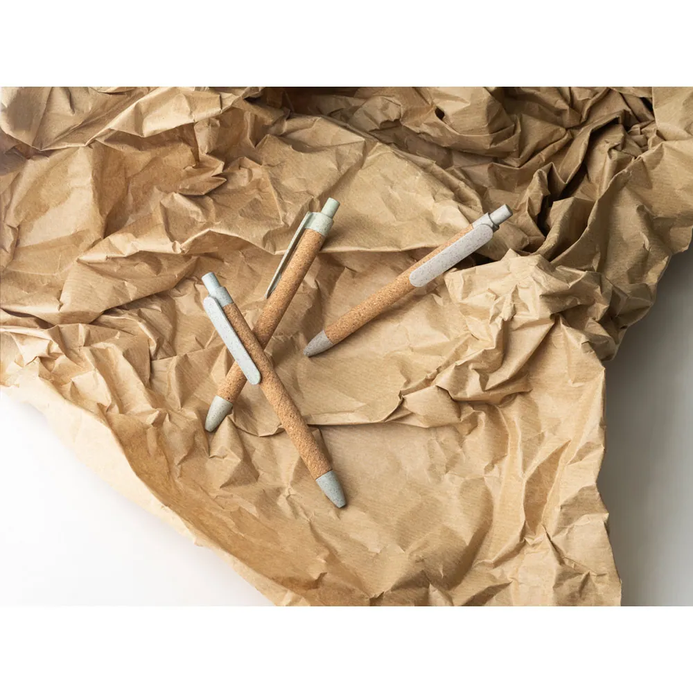 GOYA. Caneta esferográfica em cortiça, fibra de palha de trigo e PP com escrita em azul - Thumbnail 14
