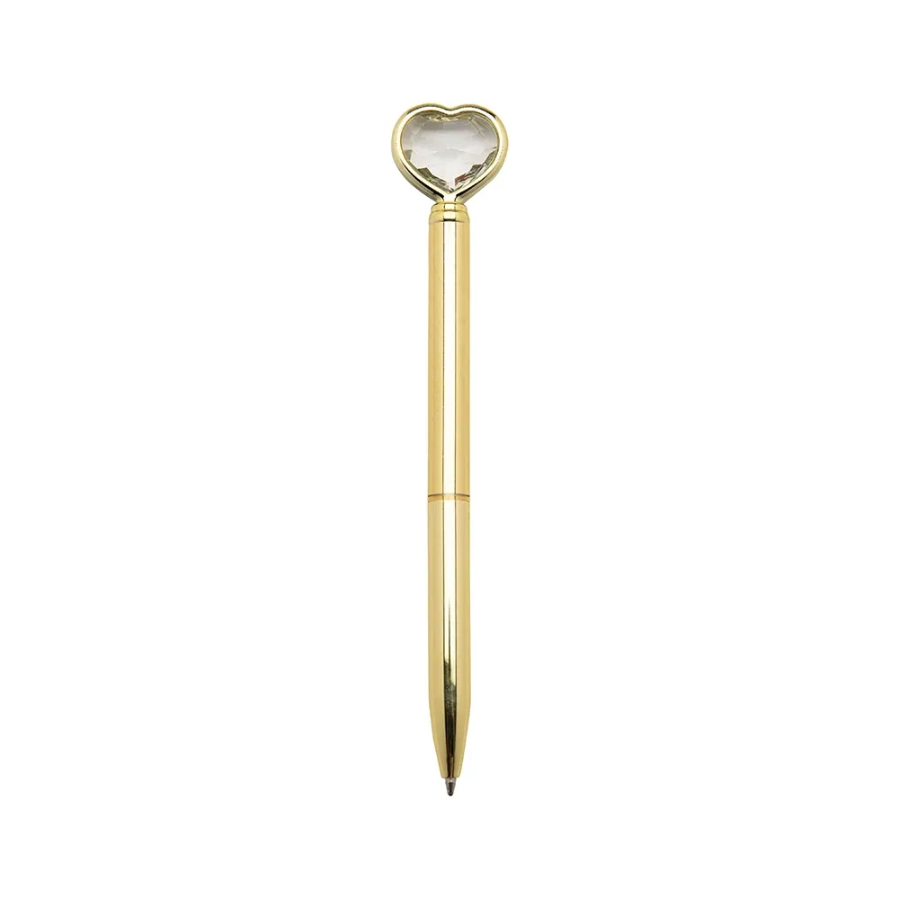 Caneta Metal Coração Diamante
