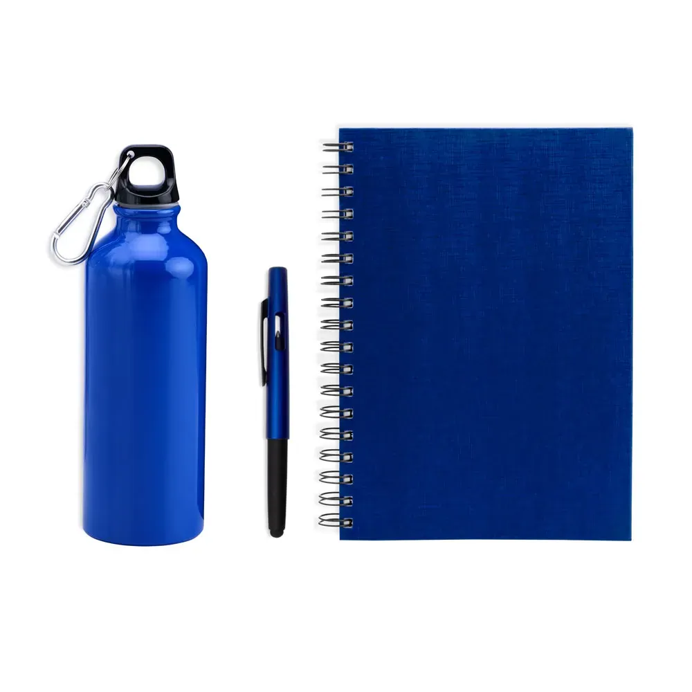 Kit Com Squeeze, Caneta E Caderno - Azul - 3 Pçs - Thumbnail 2