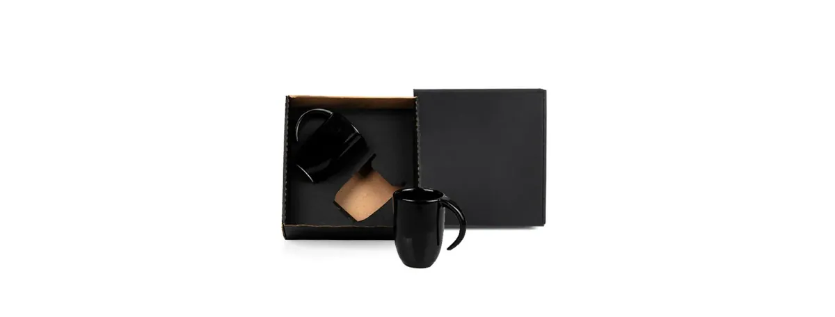 Kit Canecas Em Cerâmica Preta - 350Ml