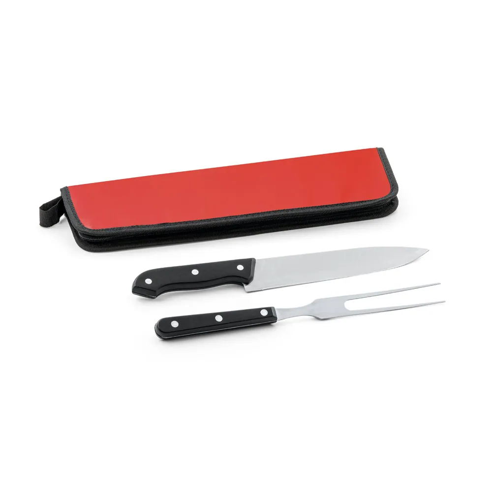 JULLEMIER. Kit churrasco em estojo de 210D com 2 utensílios em aço inox e PP - Thumbnail 6