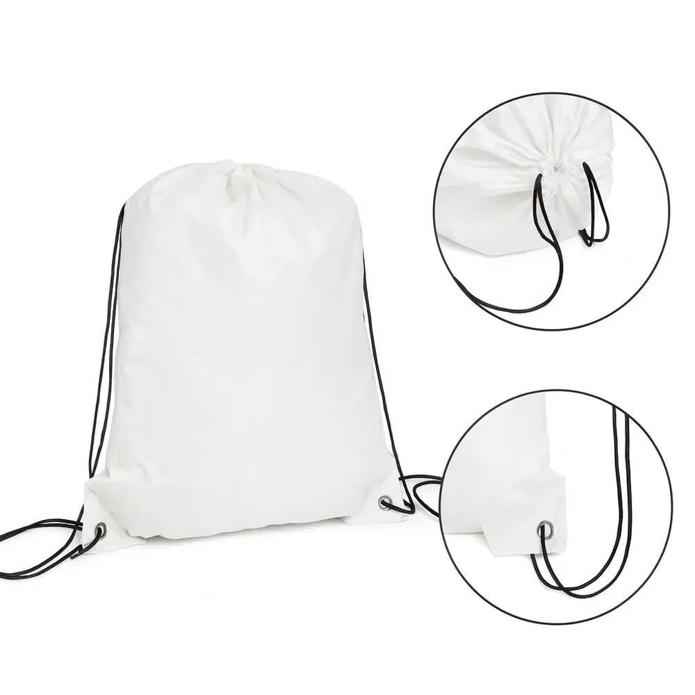 Mochila Sacola Em Nylon 190D - Branca - 42X32Cm