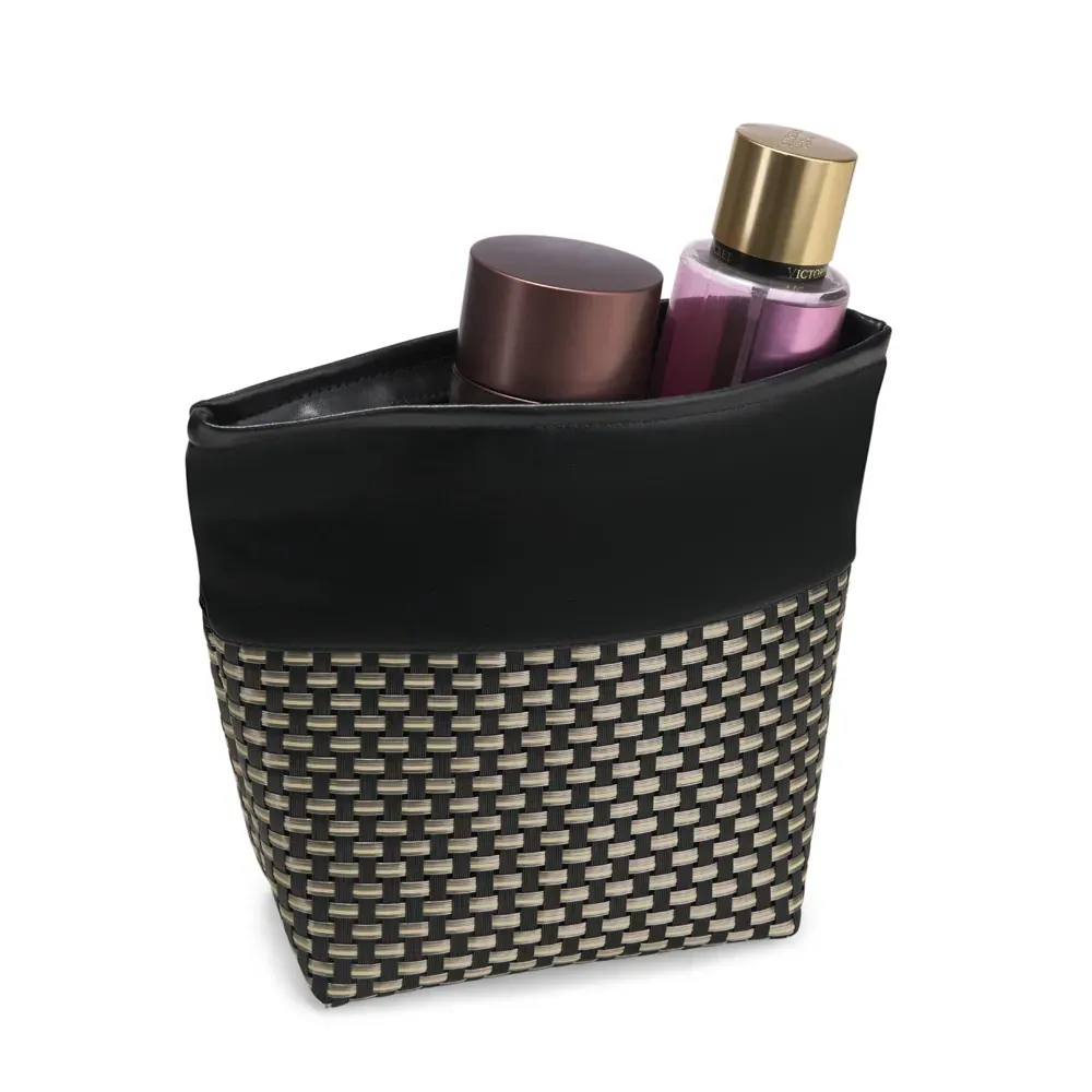 Necessaire Em Pvc E Material Sintético - Premium - Preto/Xadrez
