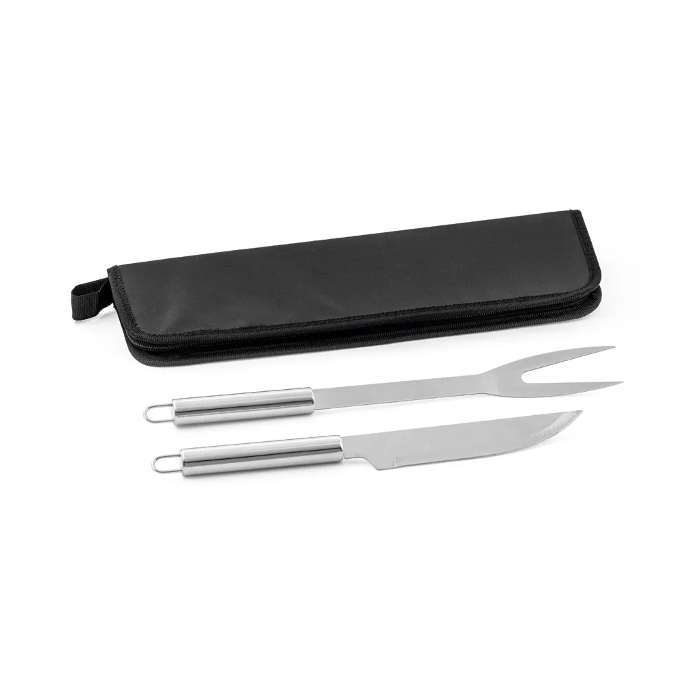 DURAND. Kit churrasco em estojo de 210D com 2 utensílios em aço inox - Thumbnail 3