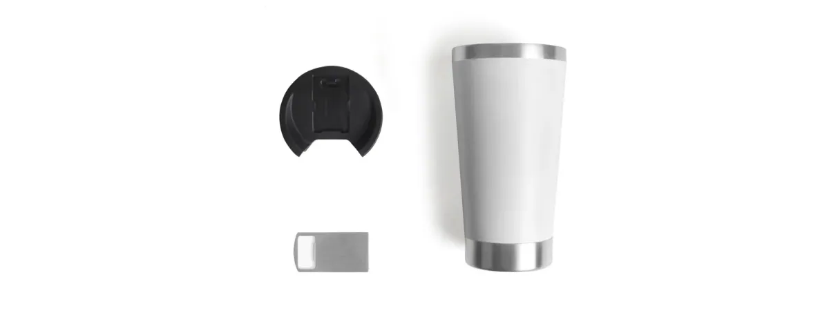 Copo Térmico C/ Tampa E Abridor - Branco - 500 Ml - Thumbnail 2