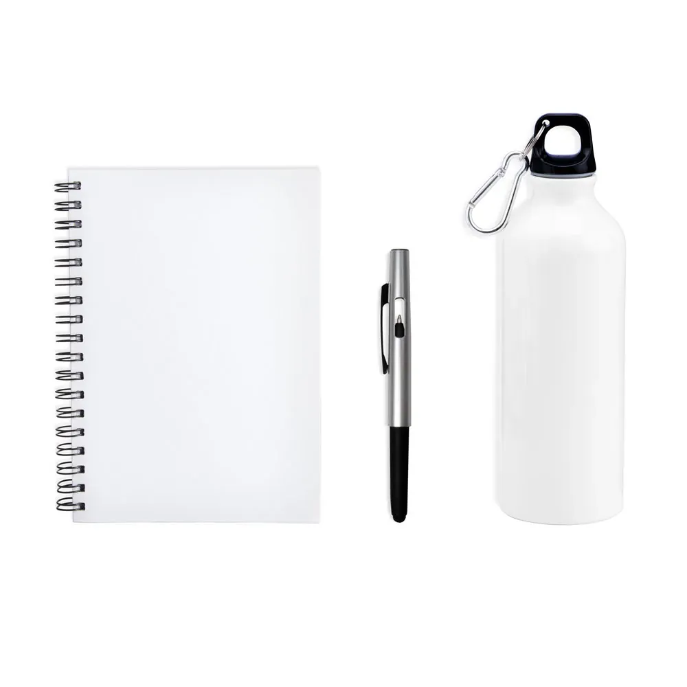 Kit Com Squeeze, Caneta E Caderno - Branco - 3 Pçs - Thumbnail 2