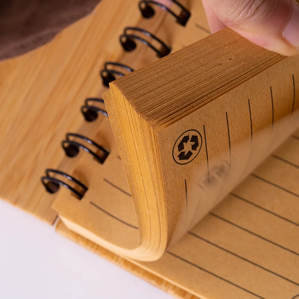 Caderno A6 Capa em Bambu com caneta (14x09cm) - Thumbnail 5