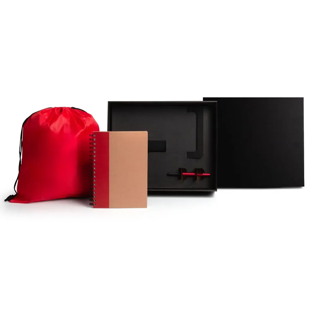 Kit Mochila, Caderno E Caneta - Vermelho - 3 Pçs