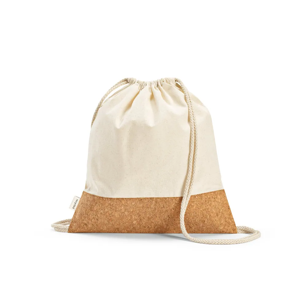 MANAUS BPACK. Sacola tipo mochila em 70% algodão reciclado e 30% poliéster reciclado (180g/m²) com base em cortiça - Thumbnail 2