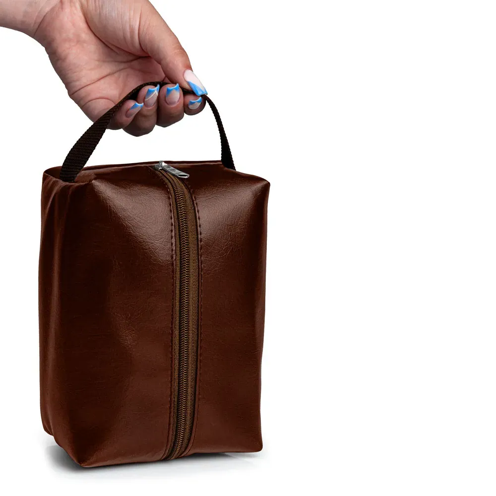 Necessaire C/ Alça Em Material Sintético - Marrom - Thumbnail 3