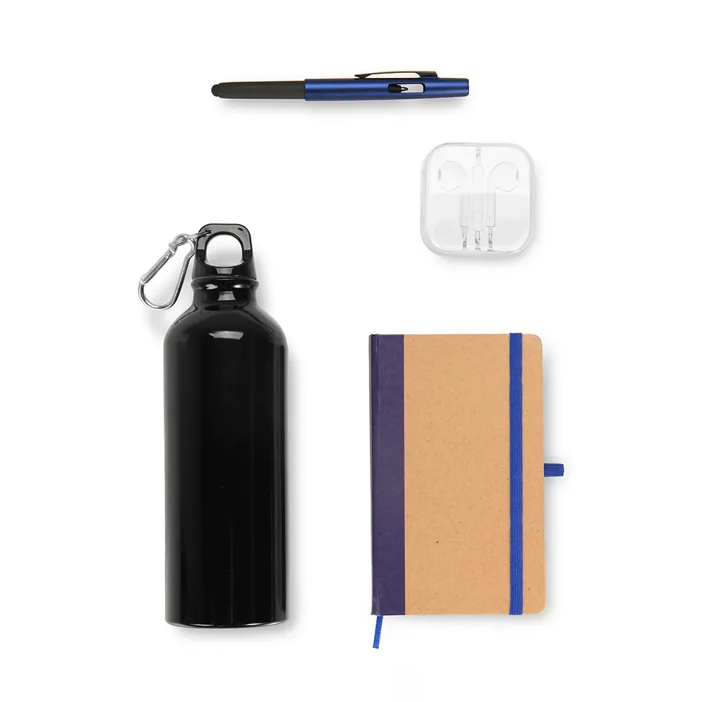Kit Squeeze, Fone, Caderno E Caneta - Azul - 4 Pçs - Thumbnail 4