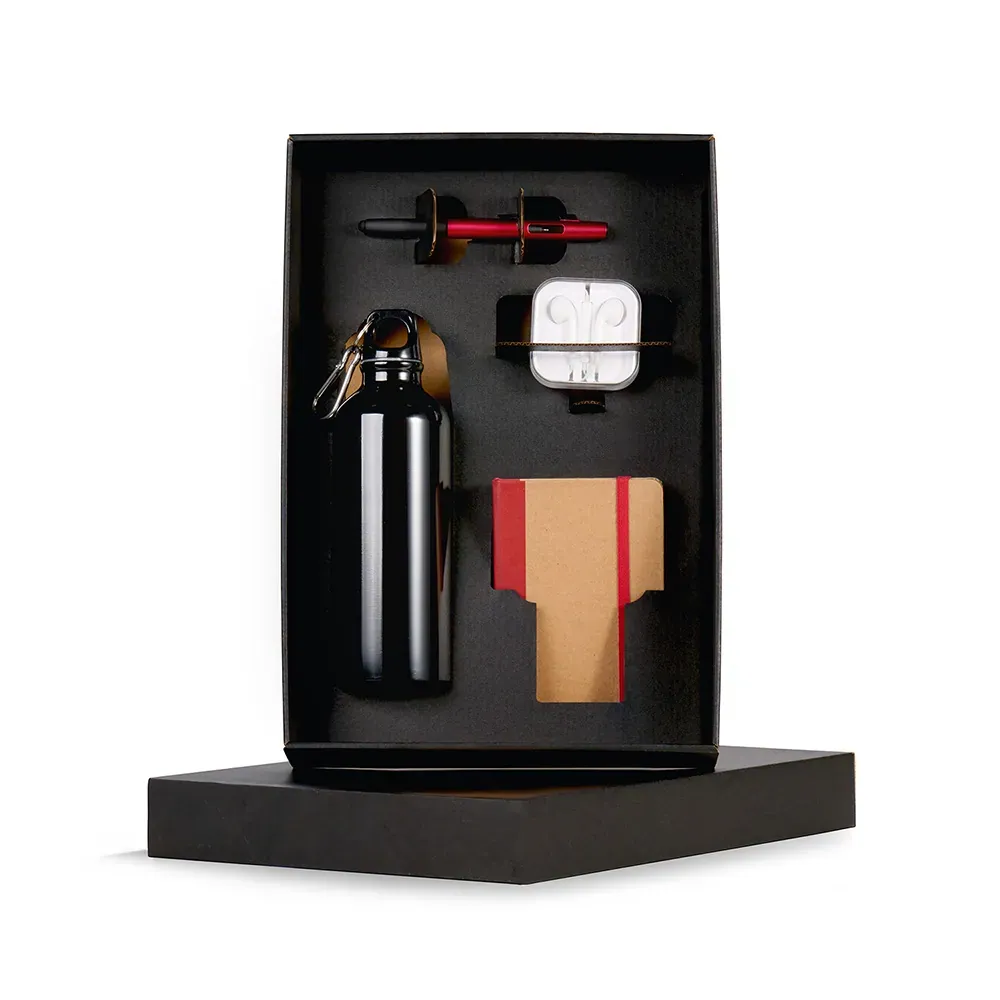 Kit Squeeze, Fone, Caderno E Caneta - Vermelho - 4 Pçs - Thumbnail 3