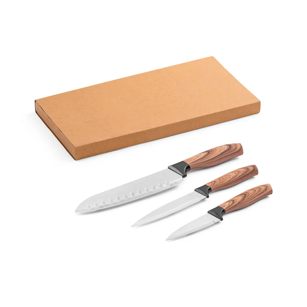 BAHARAT. Conjunto de 3 facas de cozinha com lâmina em aço inox e cabo ergonômico