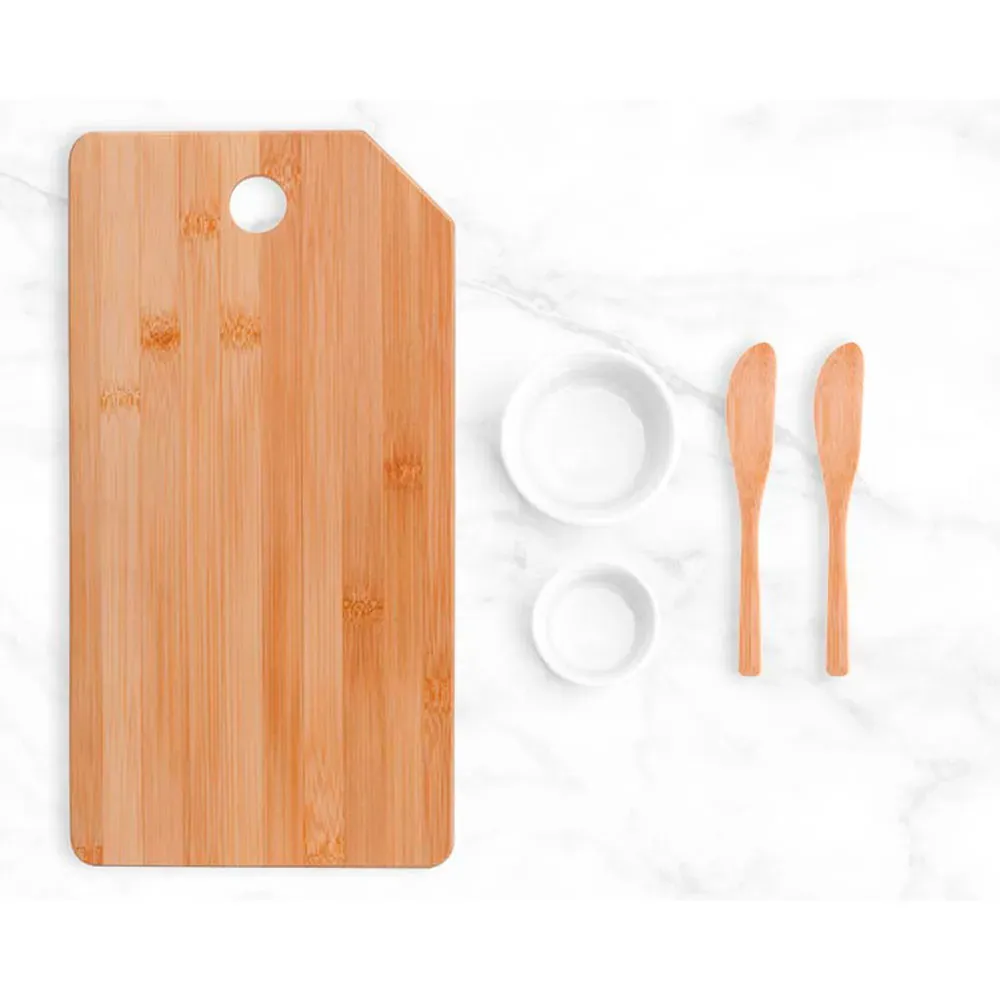 Kit Para Petisco Com Tábua, Espátulas E Ramekins - 5 Pçs - Thumbnail 2
