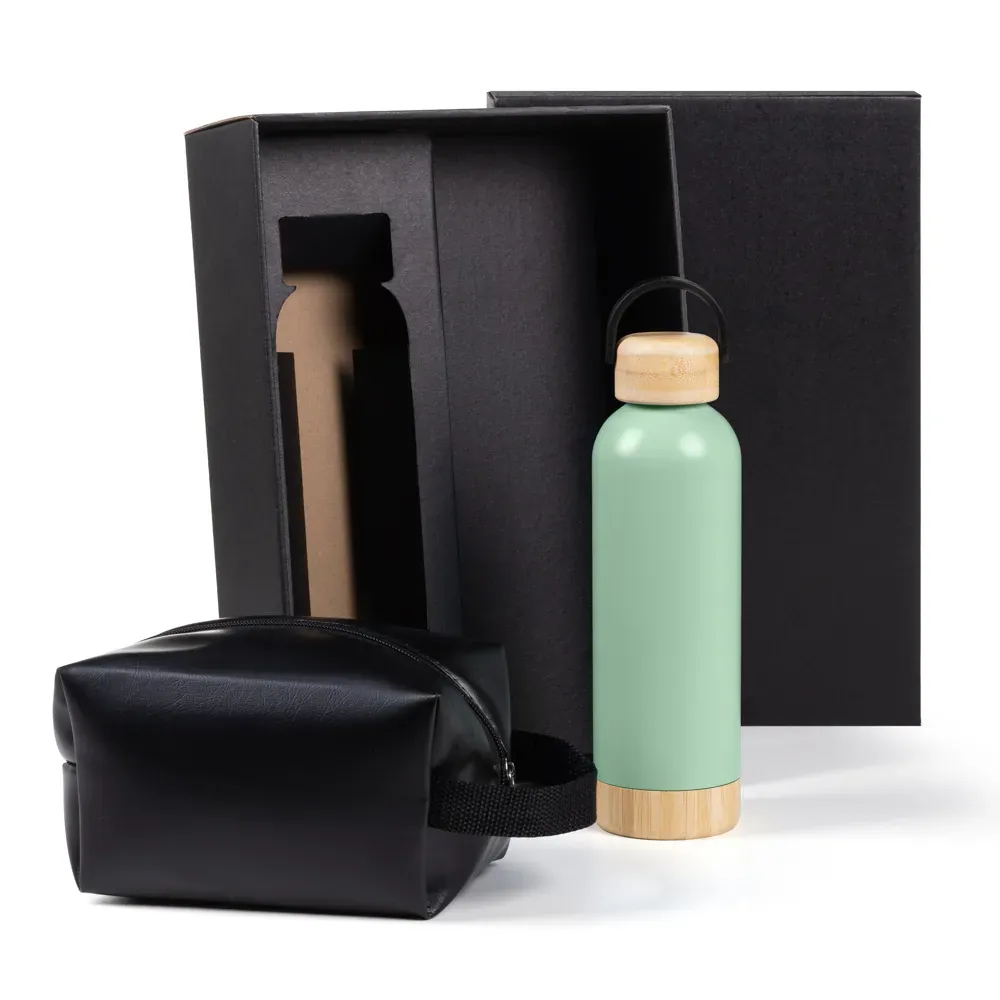 Kit Garrafa E Necessaire - Verde/Preto - 2 Pçs - Thumbnail 2