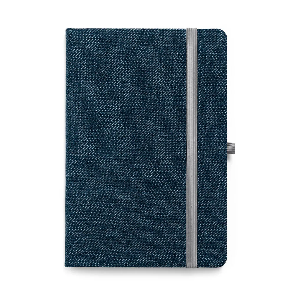 DENIM. Caderno A5 de capa dura em tecido tipo jeans com páginas pautadas - Thumbnail 2