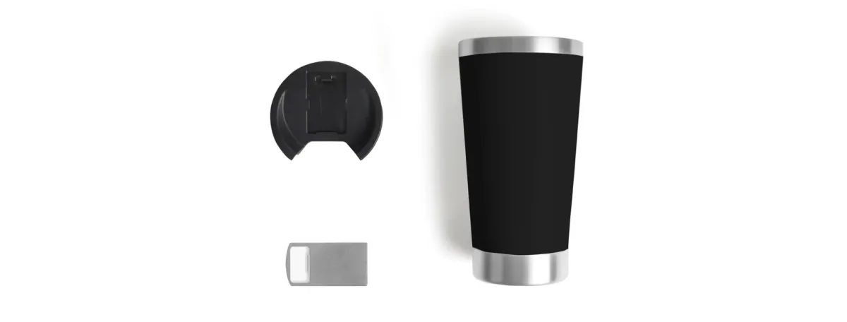 Copo Térmico C/ Tampa E Abridor - Preto - 500 Ml - Thumbnail 2